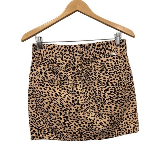 Billabong According Animal Print Mini Skirt Womens 30 Tan Black Cotton NEW - Picture 2 of 10